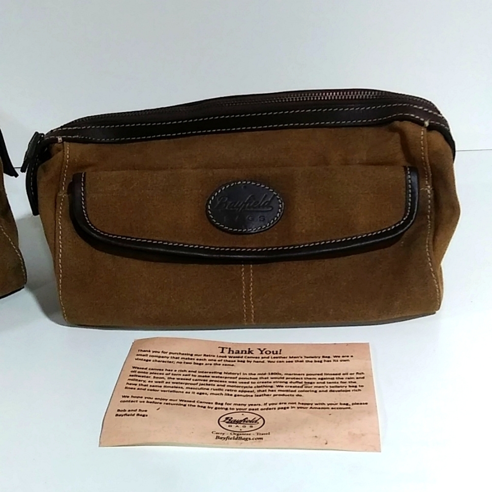 Bayfield Bags waxed canvas and leather toiletry bag
